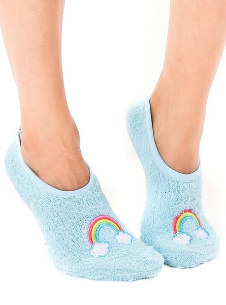 Fuzzy Rainbow Slipper Socks - One Size Fits Most