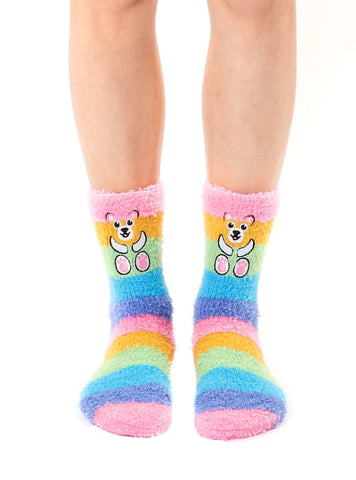 Fuzzy Teddy Crew Slipper Socks - One Size Fits Most