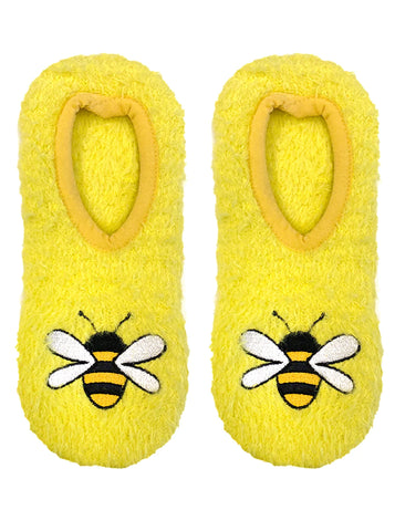 Fuzzy Bee Slipper Socks - One Size Fits Most