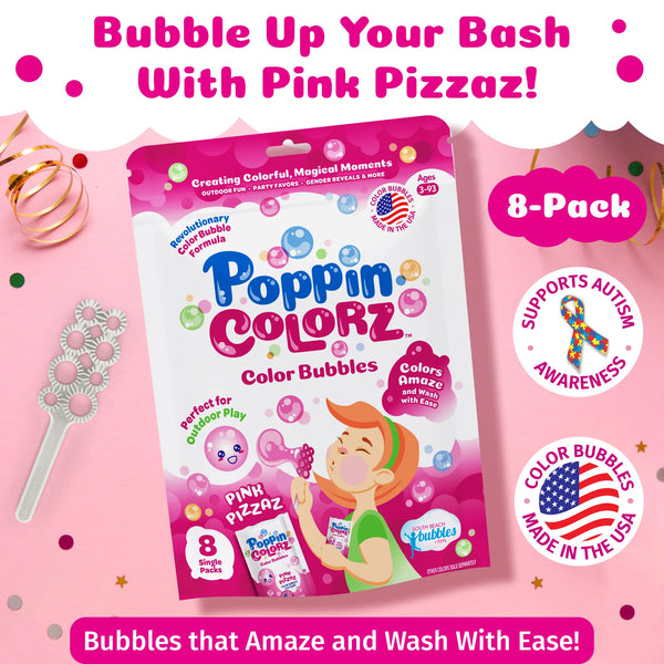 Poppin Colorz Pink Pizzaz Colour Bubbles: 8 Party Packs - Ages 3+