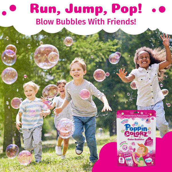 Poppin Colorz Pink Pizzaz Colour Bubbles: 8 Party Packs - Ages 3+