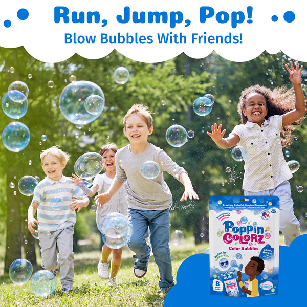 Poppin Colorz Blazin' Blue Colour Bubbles: 8 Party Packs - Ages 3+