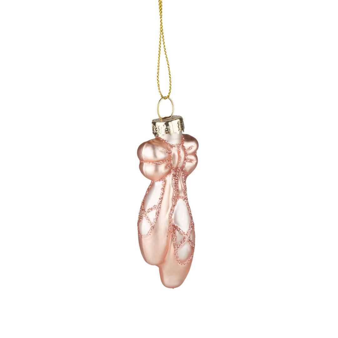 Ornaments: Glass Pink pair of Ballet Shoe - Silver Tree - Ages 8+