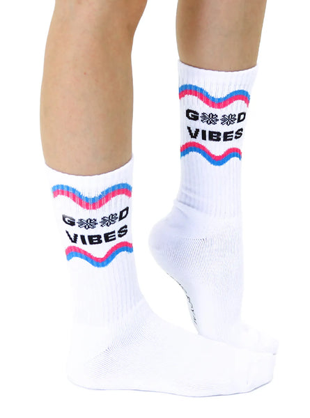 Classic Crew Socks: Good Vibes - One Size Fits Most