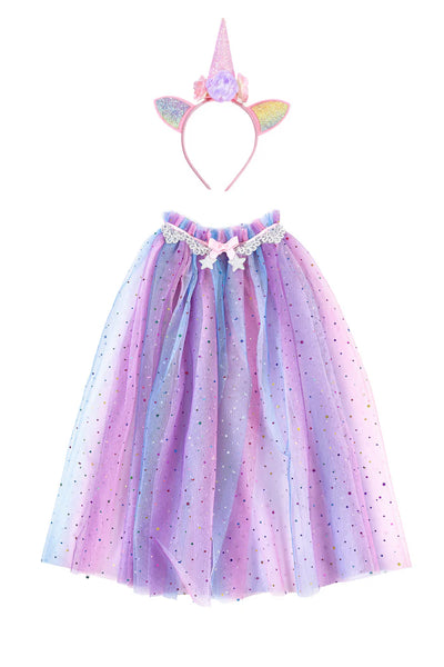 GP: Rainbow Unicorn Cape and Headband Set - Size 4/6