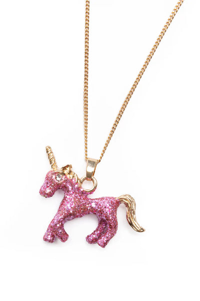 GP: Glitter Pink Unicorn Necklace & Ring Set - Ages 3+