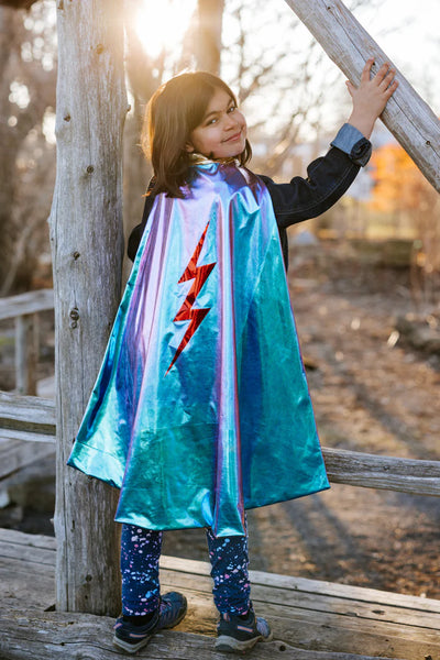 GP: Reversible Blue Lightning Holographic Cape - Size 5-6