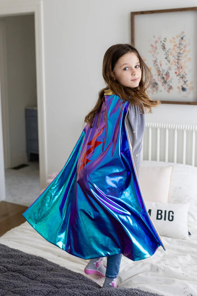 GP: Reversible Blue Lightning Holographic Cape - Size 5-6