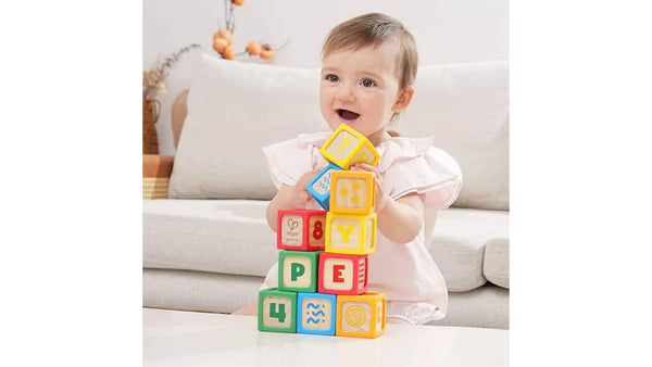 Hape: Grip-n-Stack Silicone and Wood Blocks - Ages 6mths+