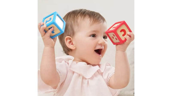 Hape: Grip-n-Stack Silicone and Wood Blocks - Ages 6mths+