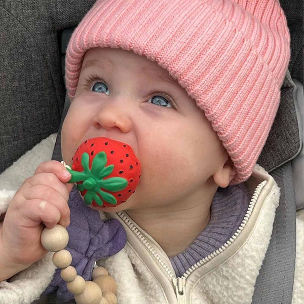 Oli & Carol: Sweetie the Strawberry Natural Rubber Teether & Bath Toy - Ages 0+