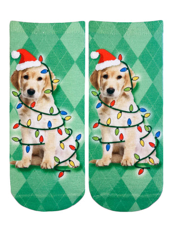 Holiday Lights Dog Ankle Socks - One Size Fits Most