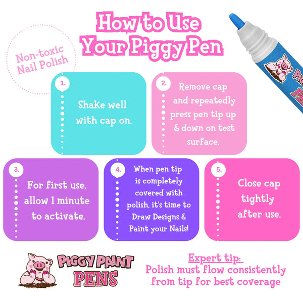 Piggy Paint: Nail Polish Pen: Multiple Colours Available - Ages 3+