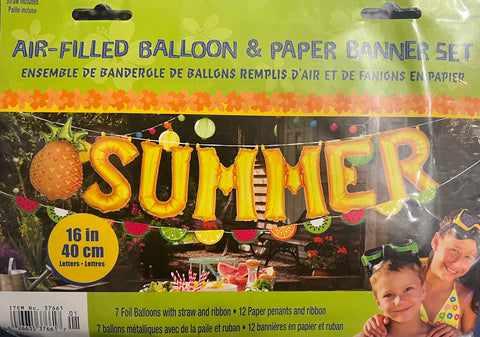 Phrase Summer AIR-FILL Balloon and Paper Banner Kit 16"