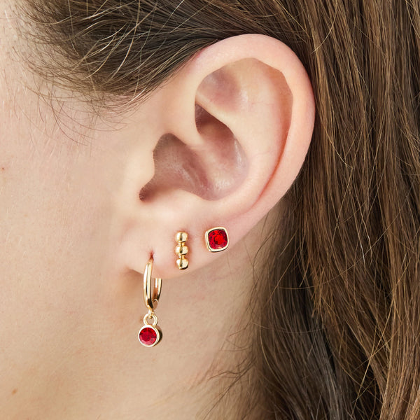 Earrings: Birthstone July Ruby - Gold