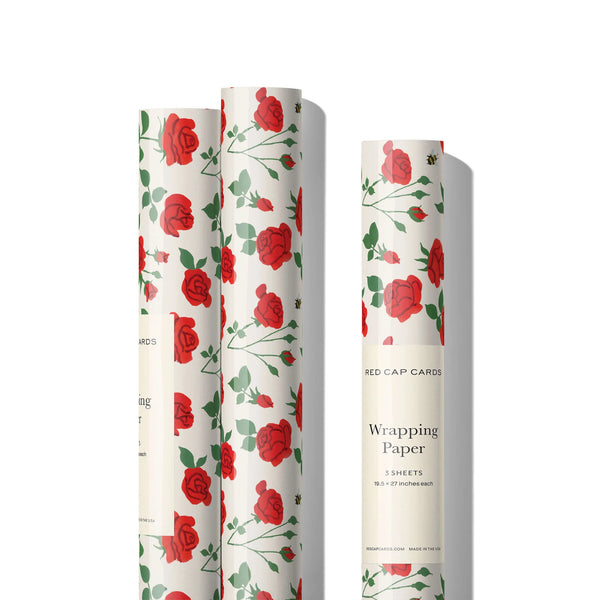 Wrapping Paper Roll - Blooming Roses Set of 3 Sheets