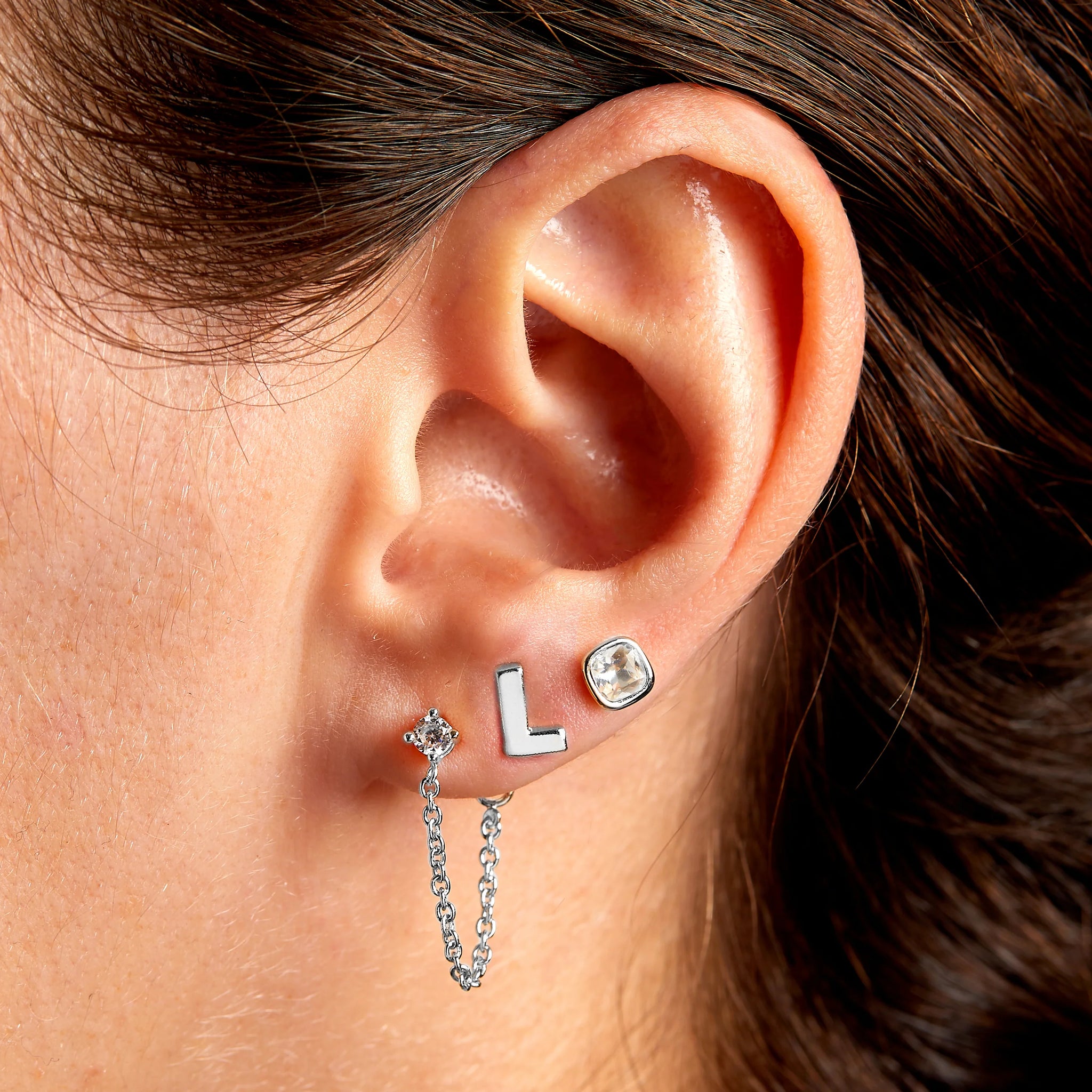 Earrings: Monogram Initial L Set - Gold or Silver