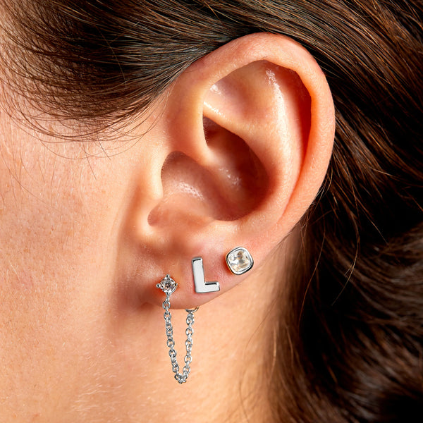 Earrings: Monogram Initial L Set - Gold or Silver