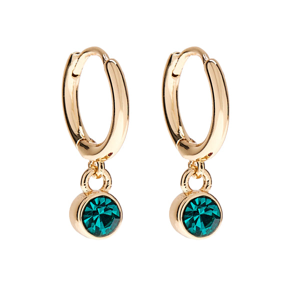 Earrings: Birthstone May Emerald - Gold