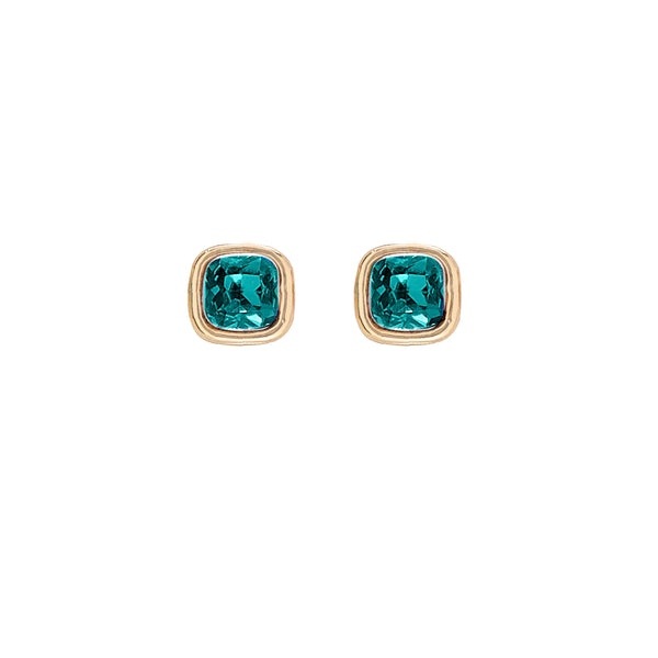 Earrings: Birthstone May Emerald - Gold