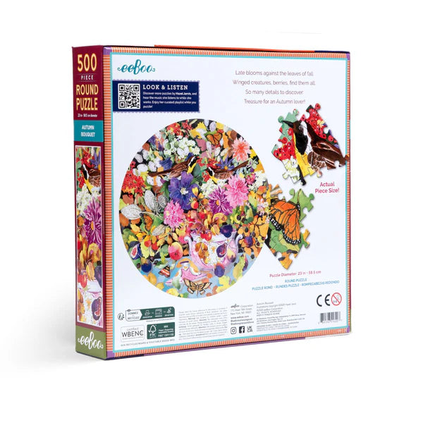 500 Piece Puzzle: Autumn Bouquet Round - Ages 9+