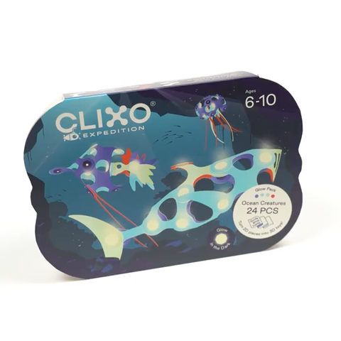 Clixo Expedition: Ocean Creatures Glow Pack - 24 pcs - Ages 6+