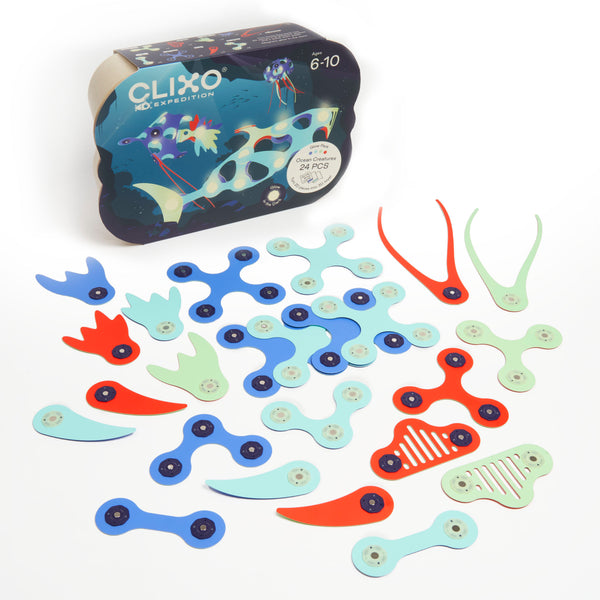 Clixo Expedition: Ocean Creatures Glow Pack - 24 pcs - Ages 6+