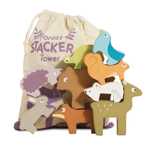 Woodland Stacking Forest Animals: Stacker Tower and Bag - Le Toy Van