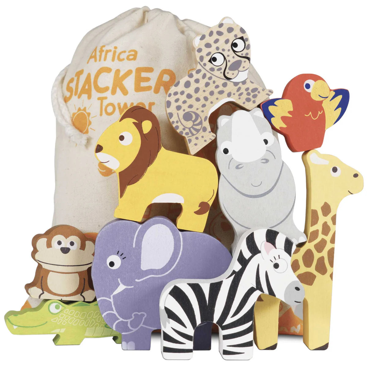 African Stacking Animals: Stacker Tower and Bag - Ages 18mths+