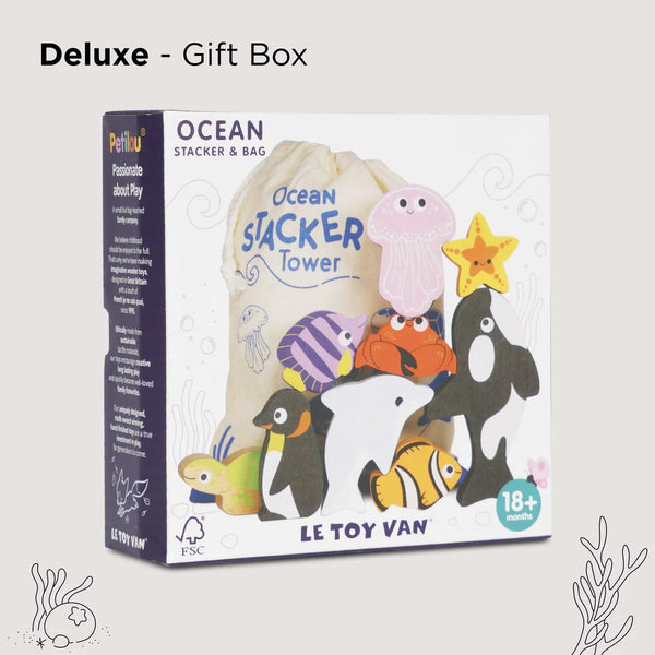 Ocean Life Stacking Animals: Stacker Tower and Bag - Ages 18mths+