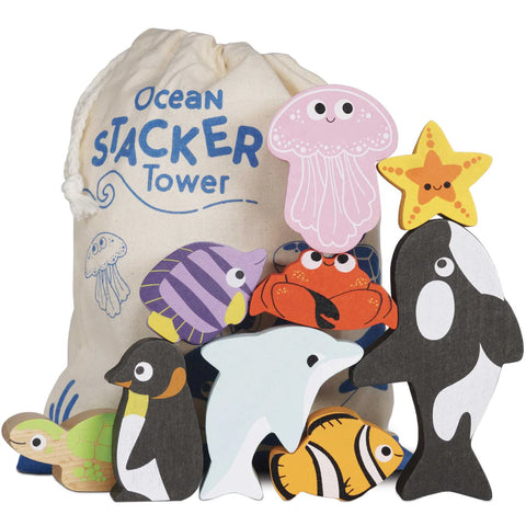 Ocean Life Stacking Animals: Stacker Tower and Bag - Ages 18mths+