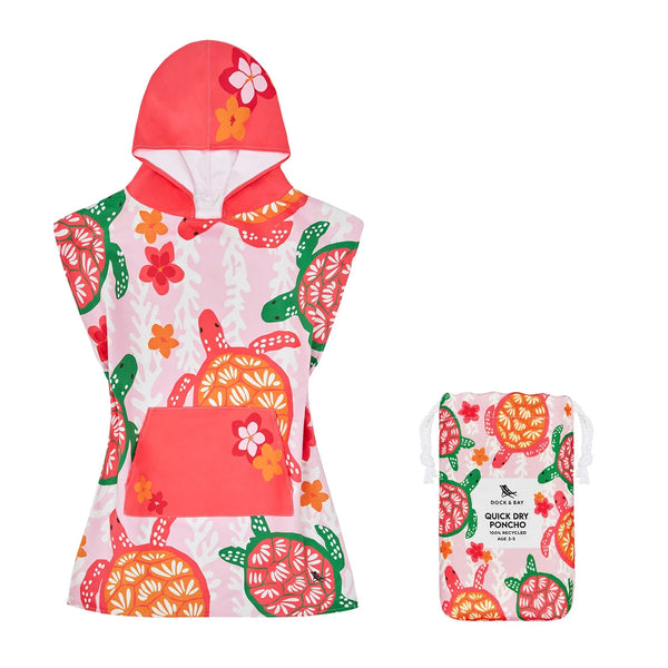 Dock & Bay: Quick Dry Poncho Kids - Turtley Tropical - Ages 3-10