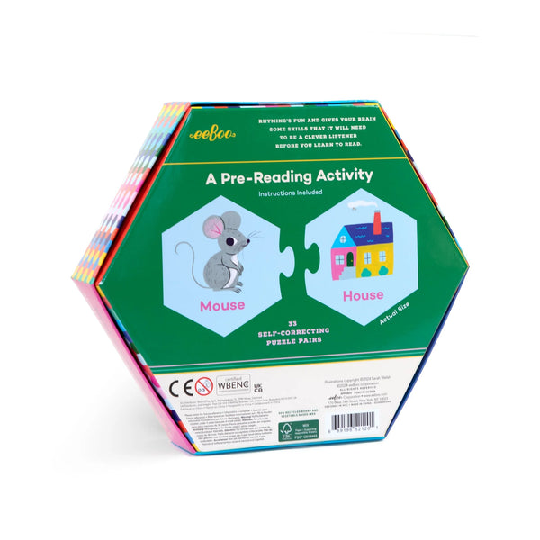 Rhyming Words Hexagonal Puzzle Pairs - Ages 3+