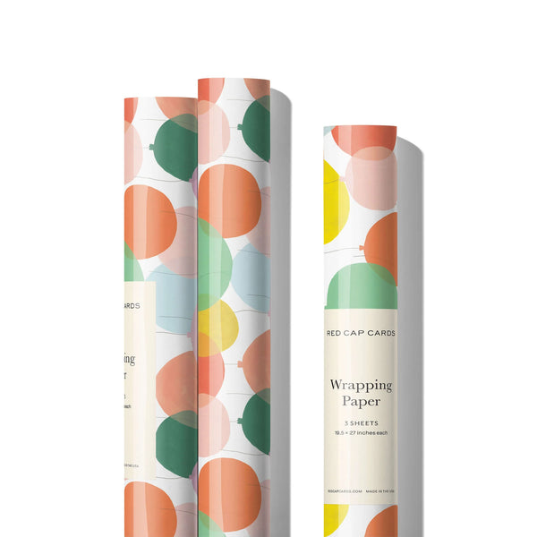 Wrapping Paper Roll - Birthday Balloons Set of 3 Sheets