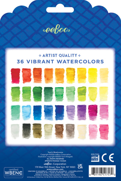 eeBoo: 36 Watercolour Pencils Yumi's Mushrooms - Ages 3+