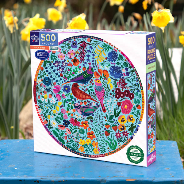 500 Piece Puzzle: Four Birds Round - Ages 9+