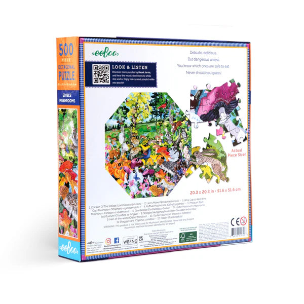 500 Piece Puzzle: Edible Mushrooms Octagonal - Ages 9+