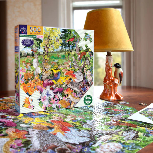 500 Piece Puzzle: Edible Mushrooms Octagonal - Ages 9+