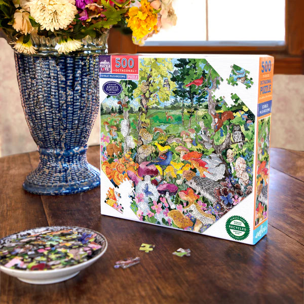 500 Piece Puzzle: Edible Mushrooms Octagonal - Ages 9+
