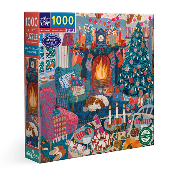 eeBoo 1000 Piece Puzzle - English Cottage Christmas