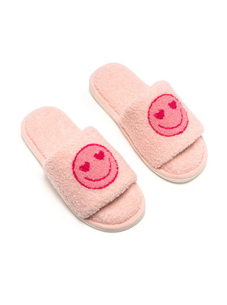 Pink Happy Slide Slippers: Multiple Sizes Available