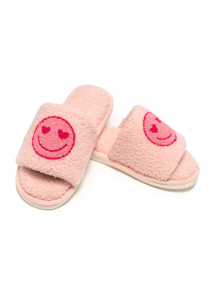 Pink Happy Slide Slippers: Multiple Sizes Available