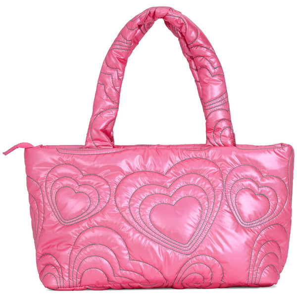 IS: Pink Shining Heart Puffy Overnight Bag - Ages 6+