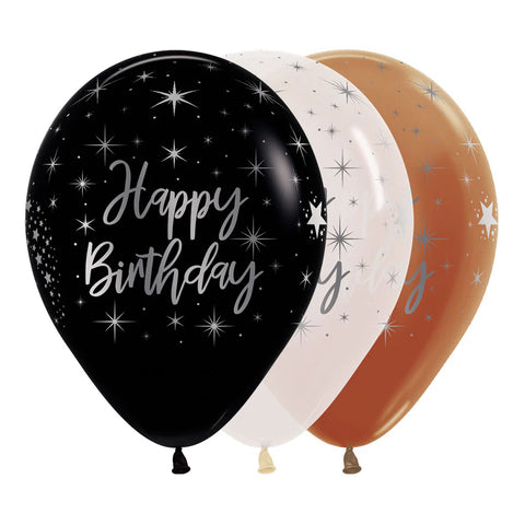 11" Latex Balloon: Happy Birthday Radiant - Multiple Colours Available