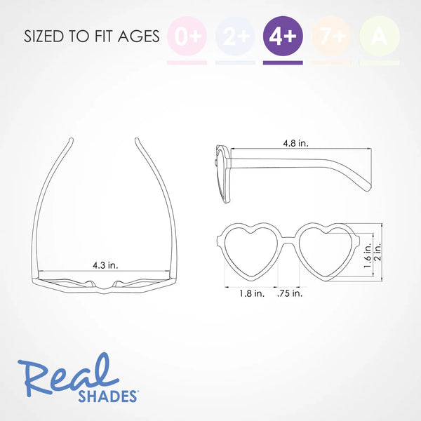 Kids Unbreakable UV Protected Fashion Sunglasses Heart - Rose