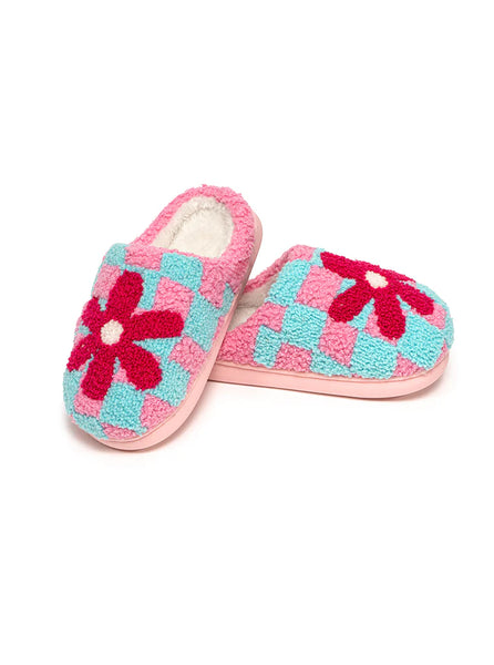 Kid's Slippers: Retro Flower - Multiple Sizes Available