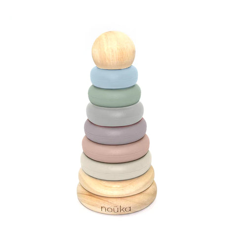 Nouka: Wood and Silicone Stacker Sand Tower - Ages 6mths+