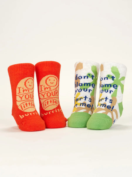 Blue Q: Baby Socks Lil Burrito / Farts - Size 0-12mths
