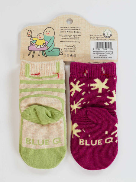 Blue Q: Baby Socks Camera / Brewing - Size 0-12mths