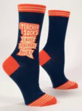 Teacher Socks 'Cause Teachers Rock Women's Crew Socks - Size 5-10